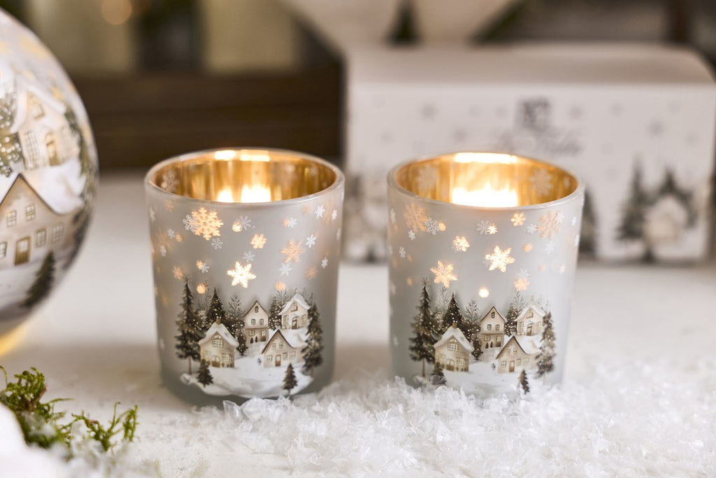 Juleby dekorationsglas – 8x7 cm – sølv