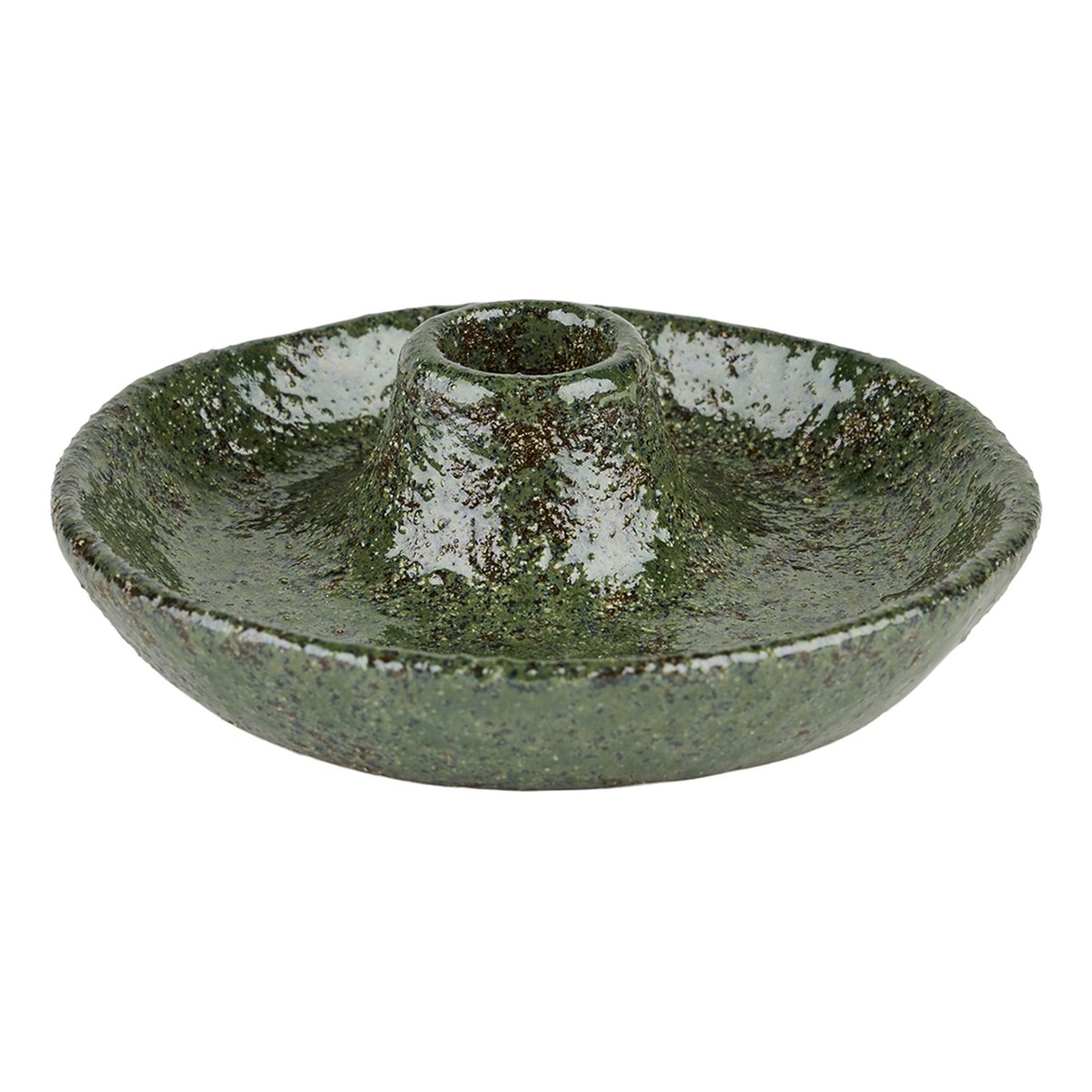 Lysestage – 4x13 cm – grøn – keramik