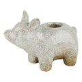 Lysestage med gris – 7x11 cm – hvid – keramik