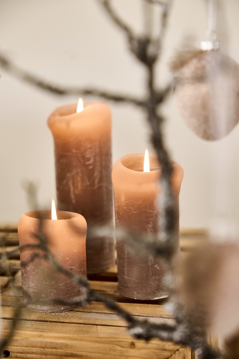 Rustic bloklys – 10x7 cm – fersken