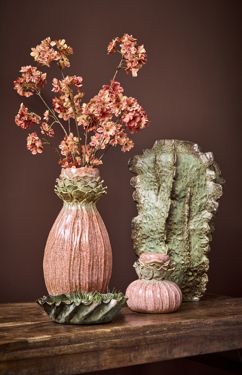 Suite vase – 17x17 cm – koral/grøn