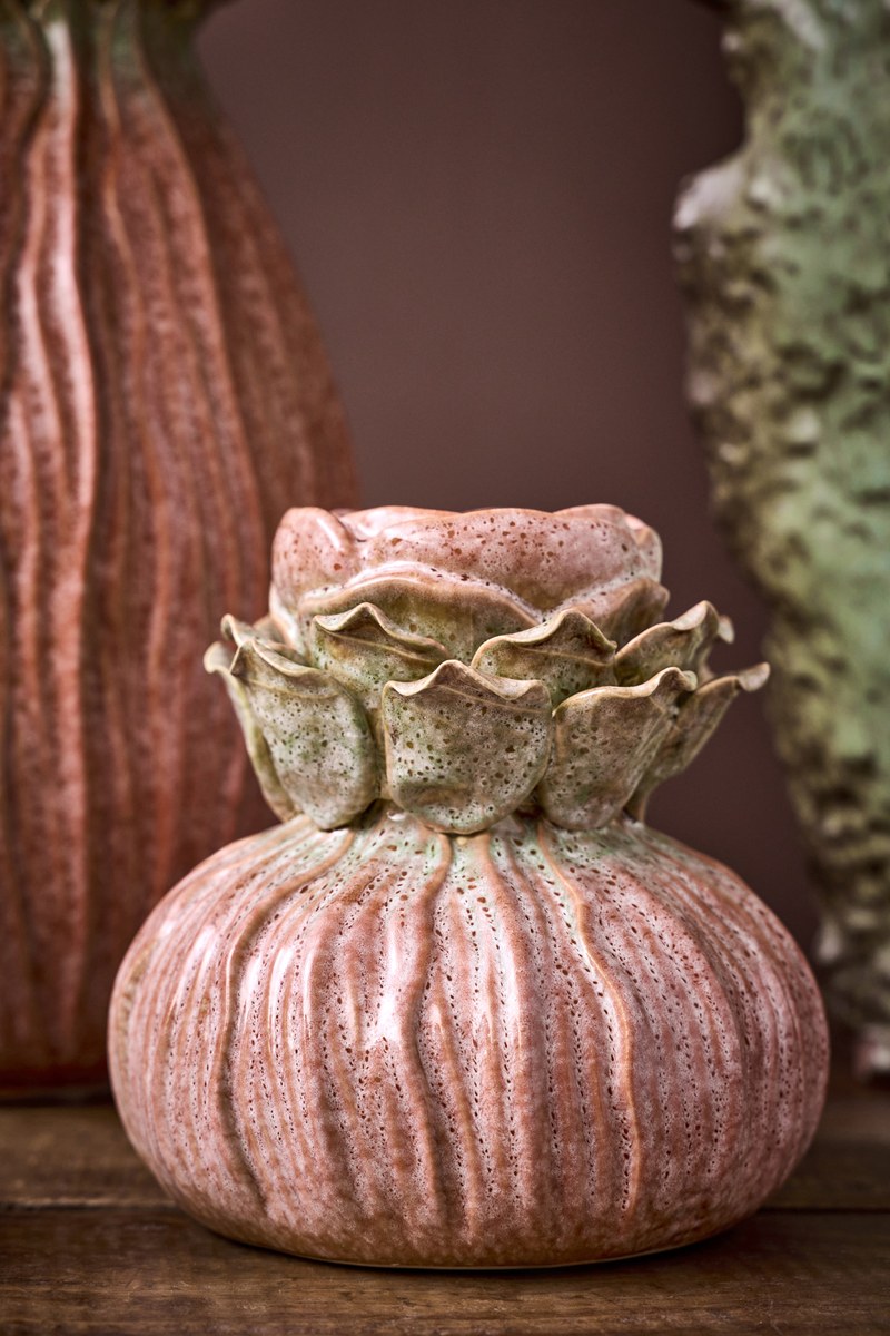 Suite vase – 17x17 cm – koral/grøn