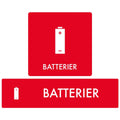 Affaldsskilt Batterier piktogram for sortering med batterisymbol og tekst