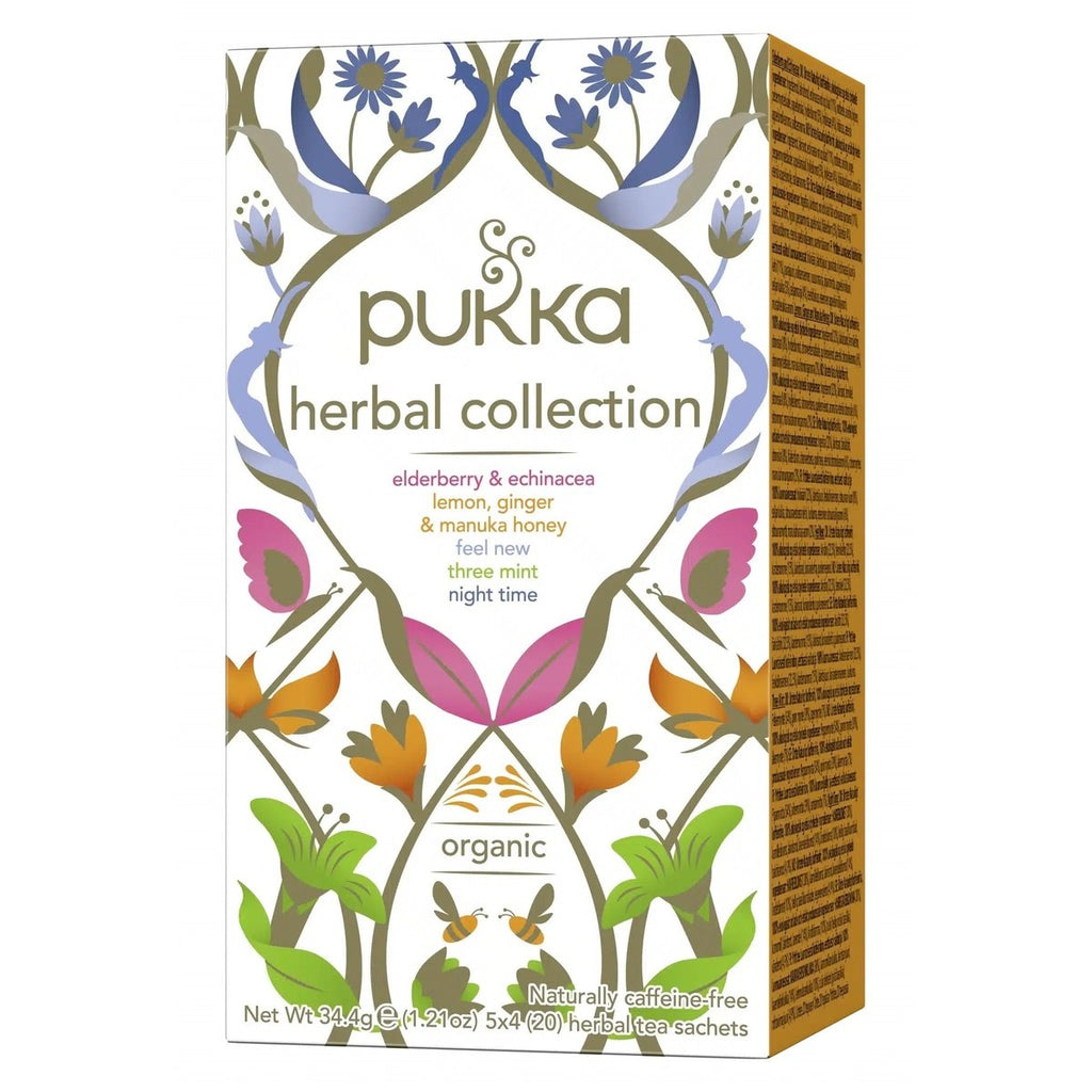 Økologisk Pukka te herbal collection med fem varianter af te breve