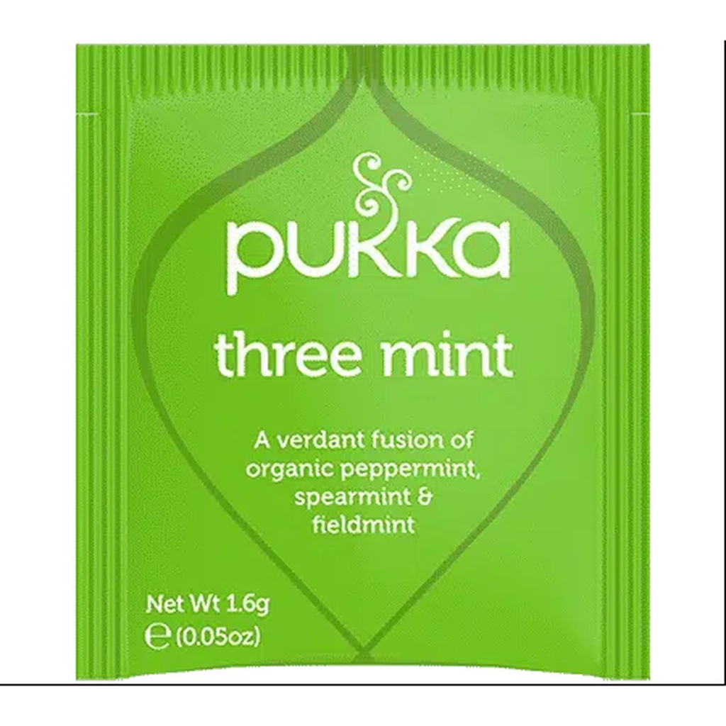 Pukka Three Mint organisk tebrev med pebermynte, spearmint og fieldmint