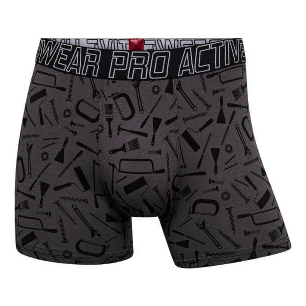 Bambus boxershorts, 3-pack i grå med mønster af værktøj