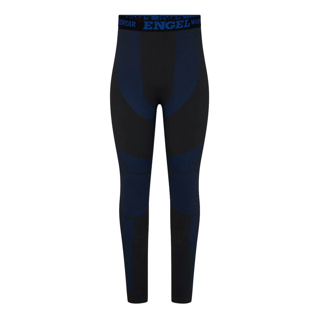 Bambus seamless long Johns fra Engel, sort og blå, med logo-linning
