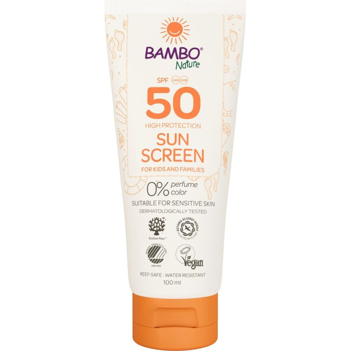 Bambo Nature solcreme SPF 50, 100ml, høj beskyttelse til hele familien.