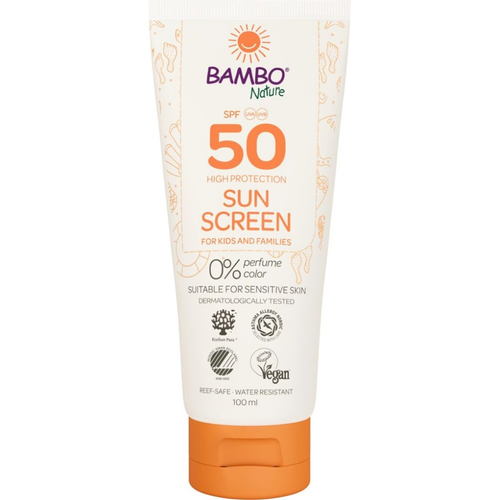 Bambo Nature solcreme SPF 50, 100ml, høj beskyttelse til hele familien.