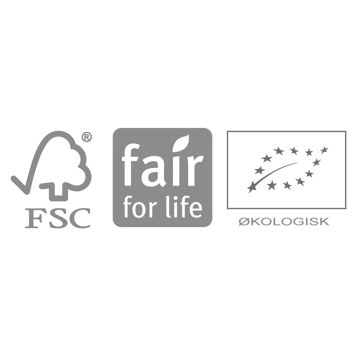 FSC, Fair For Life og økologisk certificeringslogoer