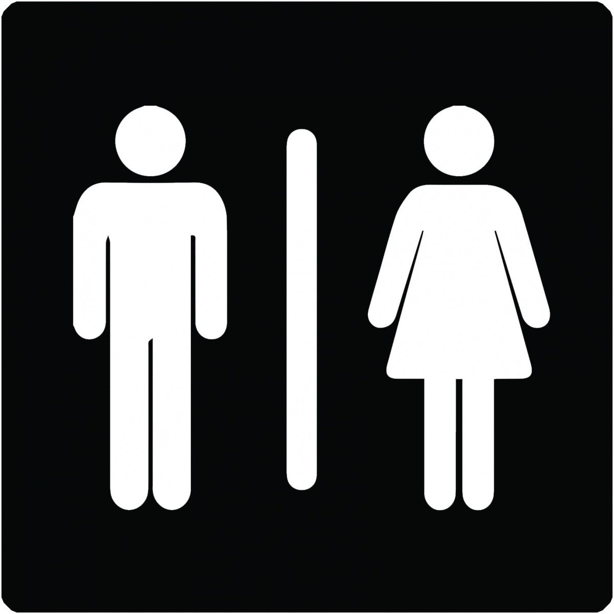 Toilet skilt , Herre/dame sort Alu skybond